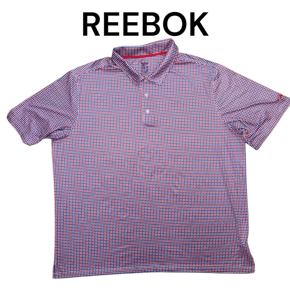 Reebok Red and Blue Polo Shirt Lightweight Athletic Wear